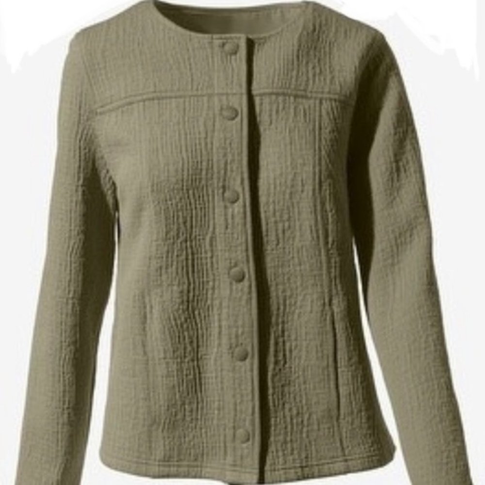Used Chico’s SAGE GREEN Knit Texture Jacket SIZE 3